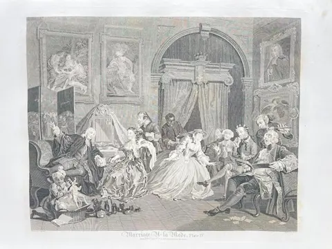 William Hogarth (1697-1764) - Thomas Cook (1744–1818) - Set of 2 Prints - "Marriage a la Mode" Plate V- "Marriage a la Mode" Plate IV