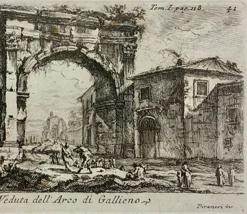 Giovanni Battista Piranesi (1720-1778) - "Arco di Gallieno", edizione romana filigrana "Giglio"