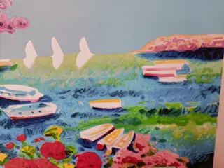 Athos Faccincani (1951) - Tre vele all'orizonte e luce a Santorini