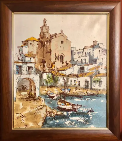Bernard Dufour (1922-2016) - Fishermen Village , Costa Brava