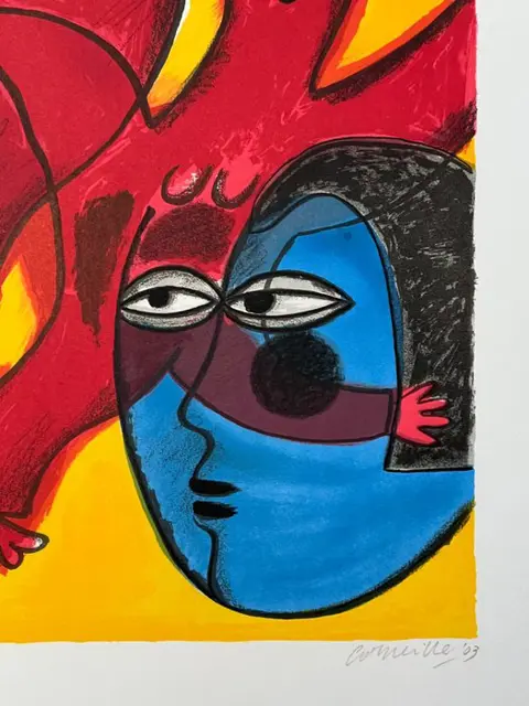 Corneille (1922-2010) - Vol d'oiseaux ou le cardinal rouge