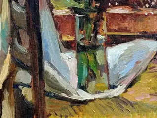 Toon Klaver (1933) - Flowers on a wicker chair