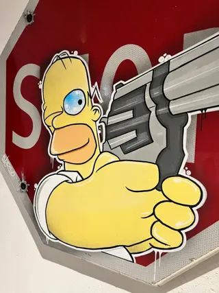 Dverso (1974) - Homercide Simpson on vintage traffic sign