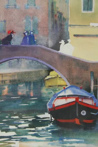 Alain Azemar (1953-1998) - Canal à Venise pendant le carnaval