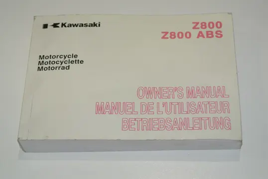 INSTRUCTIEBOEKJE Kawasaki Z 800 2013 - 2014