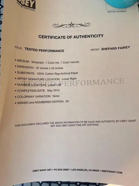 Shepard Fairey (OBEY) (1970) - Tested Performance