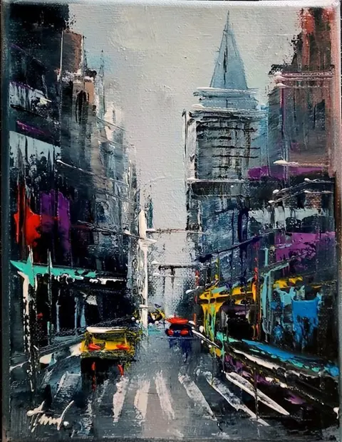 Alfred Anioł (1967) - Paris and New York, 2 paintings