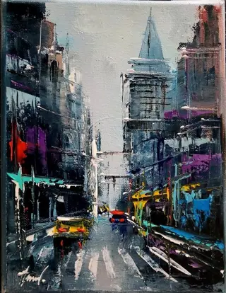 Alfred Anioł (1967) - Paris and New York, 2 paintings