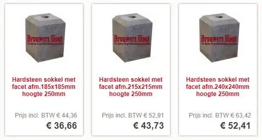 Hardsteen poer / sokkel 150x150mm op vcoorraad