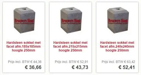 Hardsteen poer / sokkel 150x150mm op vcoorraad