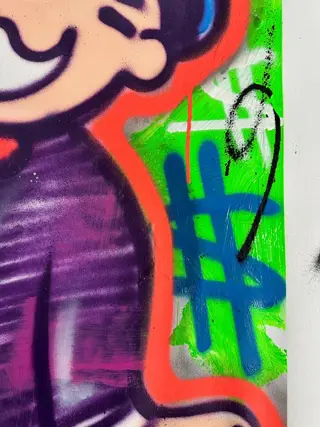 Doped Out M (1988) - Monopoly Man - Money bag spraypaint green