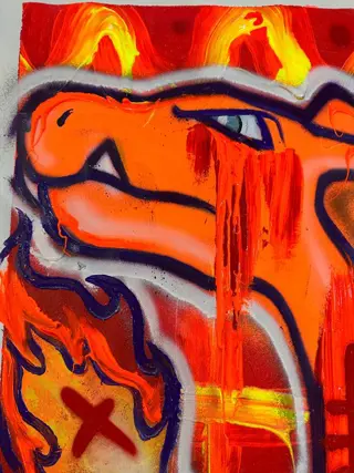 Doped Out M (1988) - Charizard - Pokémon spraypaint - Nintendo Triptych part 2
