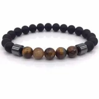 Zwarte armband met Tijgeroog en Hematiet