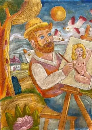 Roberto Sguanci (1948) - Il pittore e la modella
