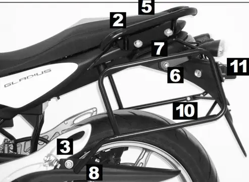 KOFFERBEUGELSET Suzuki SFV 650 Gladius 2009 - 2015