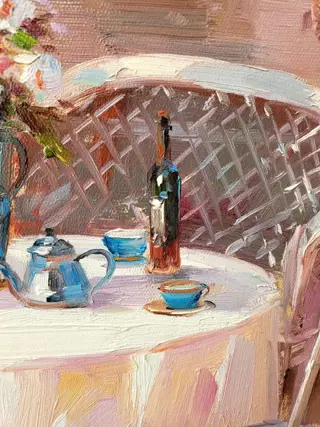 François Ledoux (XX) - Sur la terrasse