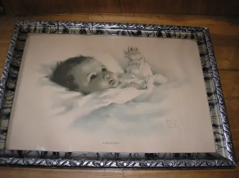 Bessy pease - schilderij met wakkere baby