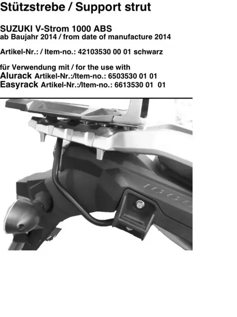 TOPKOFFERDRAGER Suzuki DL 1000 V STROM 2014 - 2016