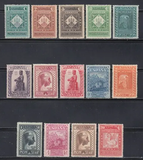 Spanje 1931 - 9th centennial of the Foundation of the Monastery of Montserrat. Great centring - Edifil 636/649