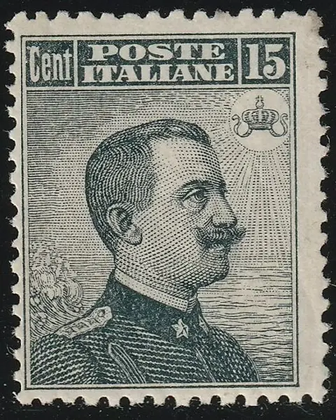 Koninkrijk Italië 1909 - Michetti 15 c. black grey, intact, rare, with certificate - Sassone n.86
