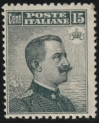 Koninkrijk Italië 1909 - Michetti 15 c. black grey, intact, rare, with certificate - Sassone n.86