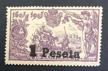 Spanje 1938 - Stamp with partial overprint. Only 1 peseta - Edifil 762hpa
