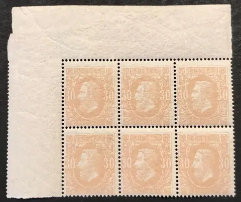 België 1869/1883 - Leopold II in profiel naar links - 20c Okerrood - POSTFRIS in Blok van 6 - OBP 33