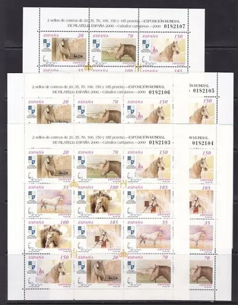 Spanje 2000 - Carthusian horses. 5 mini-sheetlets