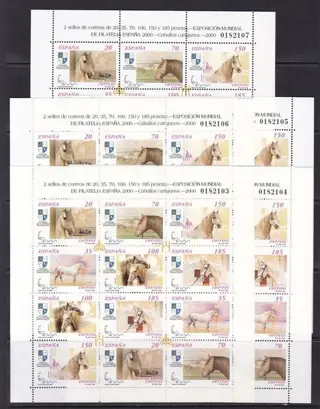 Spanje 2000 - Carthusian horses. 5 mini-sheetlets