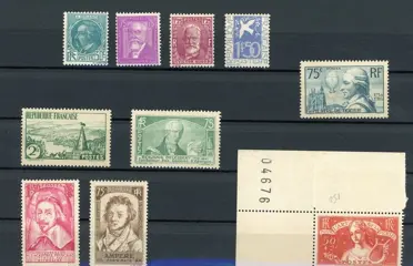 Frankrijk 1933/1936 - Selection of stamps, valued at €500 - Yvert n°291 à 313