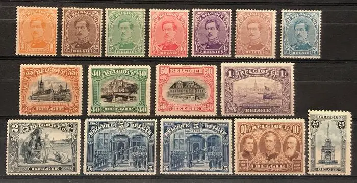 België 1915 - Uitgifte 1915 Uitzichten - Volledige reeks - OBP 135/149 , 164