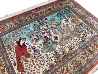 Qum - Zijden vloerkleed - 134 cm - 95 cm