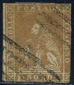 Italiaanse oude staten - Toscane 1857 - Medici Lion with crown, 2nd issue. 1 soldo ochre. With certificate. - Sassone N. 11