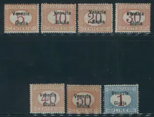 Italië - Julian Venetië 1918 - Overprinted postage due, complete set no. 1/9. R. Diena certificate.