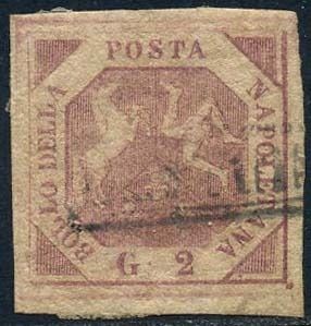 Italiaanse oude staten - Napels 1858 - 2 grana pink lilac, 1st plate. With certificate. - Sassone N. 5b