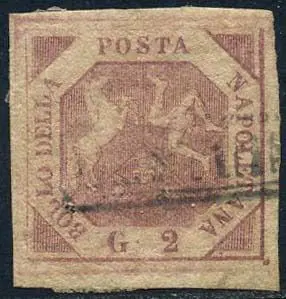 Italiaanse oude staten - Napels 1858 - 2 grana pink lilac, 1st plate. With certificate. - Sassone N. 5b