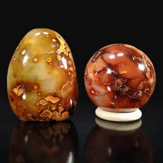 Fantastisch paar carneoolmineralen (rode agaat) Bol &amp;