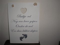 Spreuk voor babykamer, op houten bord - nieuw