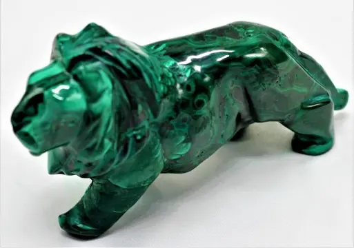 Schitterende leeuw in malachiet A+++++ Mineralencollectie -