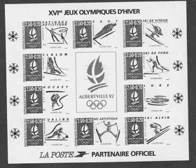 Frankrijk 1992 - Albertville 92 - imperforate, in black - Yvert bloc n°14b