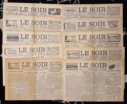 Tintin - Ensemble de 10 journaux le soir- Tintin - Les 7 boules de cristal - (1944)