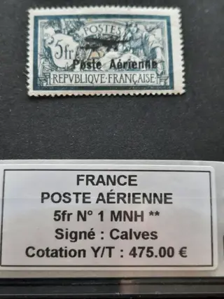 Frankrijk 1927/1927 - Single stamp - Poste aérienne N°2 Signé Calves Côte Yvert et Tellier 475.00 €