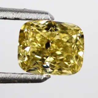 Diamant - 1.00 ct - Cushion - fancy bruinachtig geel - P1