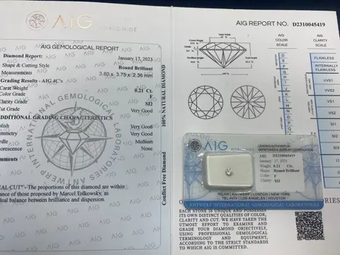 1 pcs Diamanten - 0.21 ct - Rond - No reserve price ,F - SI2