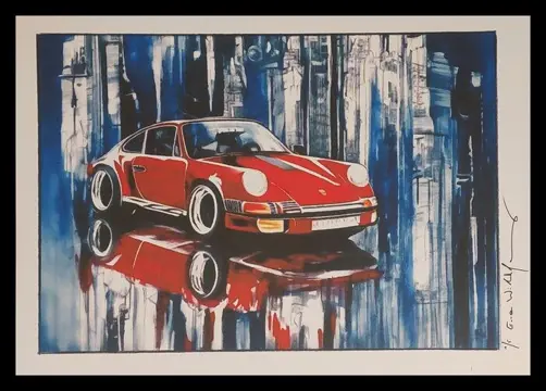 Decoratief object - Porsche 911 - Landscape art series -