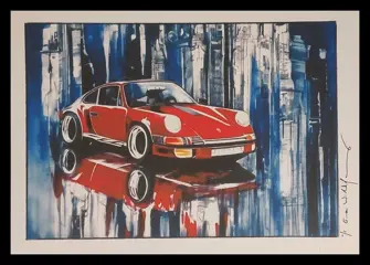 Decoratief object - Porsche 911 - Landscape art series -