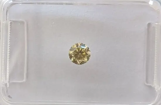 Diamant - 0.18 ct - Rond - Fancy Light Grayish Yellow -