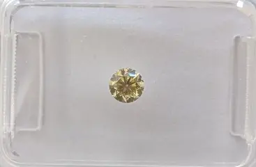 Diamant - 0.18 ct - Rond - Fancy Light Grayish Yellow -