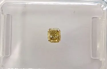Diamant - 0.19 ct - Cushion - Fancy Vivid Grayish Yellow -
