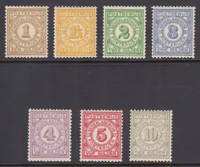 Nederland 1884 - Postbewijszegels - NVPH PW1/PW7